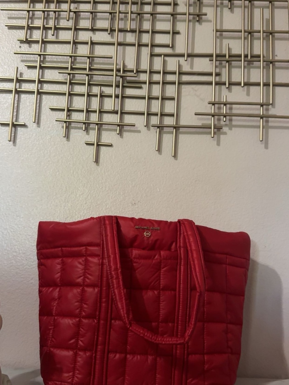 NWT MK Nylon Large Tore with multiple pockets in Crimson/Cherry color available. - Picture 3 of 5